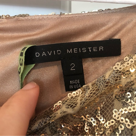 David Meister gold sequin gown, size 2 - Picture 4 of 7